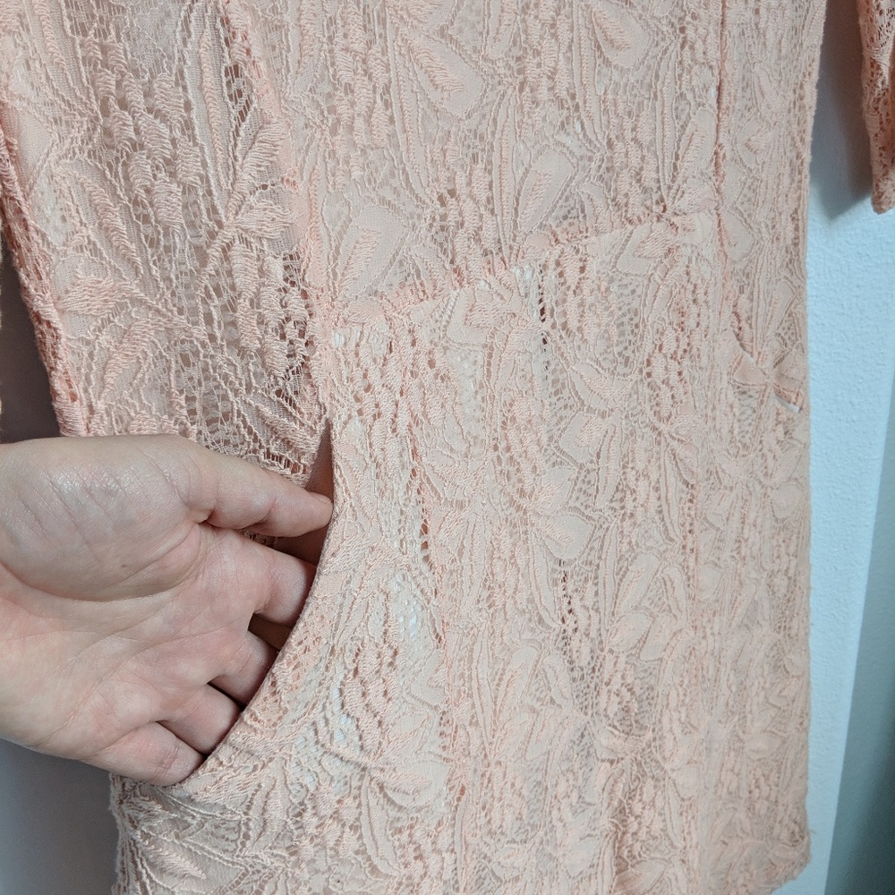 Anthropologie Maeve pink lace dress size S